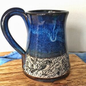 Potters wheel thrown rustic handmade 16 ounce mug